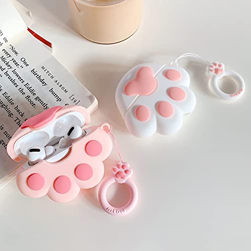 Cat Paw Series AirPods Pro Case with Ring Chain, 3D Silicone Cartoon Fashion Design for AirPods Pro Case Cover (2019)