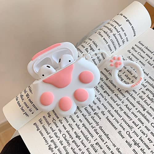 Cat Paw Series AirPods Pro Case with Ring Chain, 3D Silicone Cartoon Fashion Design for AirPods Pro Case Cover (2019)