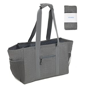 alameda large reusable tote with handles, utility tote for women work school travel, reusable grocery bags grey