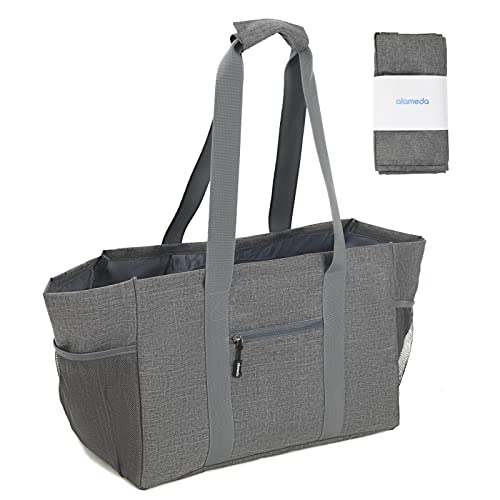 Alameda Large Reusable Tote with Handles, Utility Tote for Women Work School Travel, Reusable Grocery Bags Grey