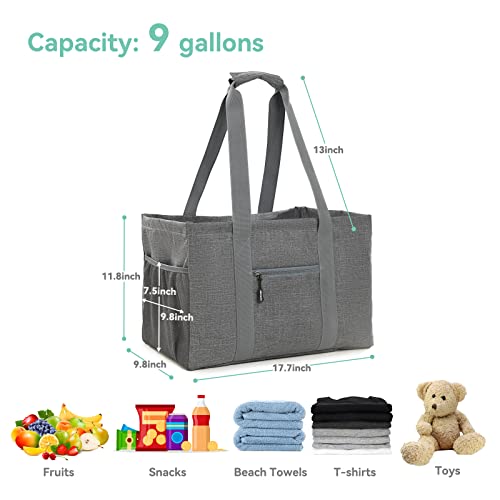 Alameda Large Reusable Tote with Handles, Utility Tote for Women Work School Travel, Reusable Grocery Bags Grey