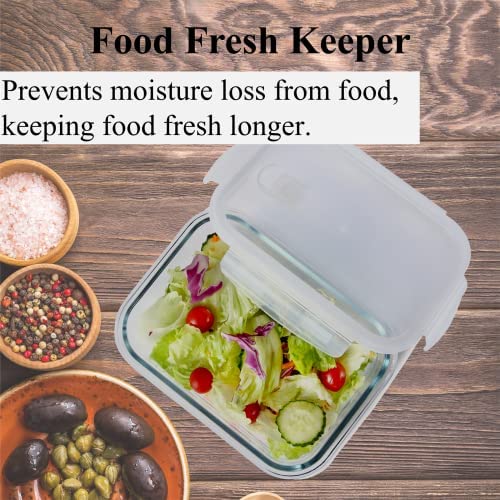 Honeystar Glass Food Storage Containers with Lids Airtight 6 Pack Meal Prep Glass Lunch Containers Leftover Storage Leak Proof BPA Free Freezer and Dishwasher Safe