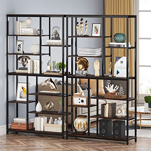 Tribesigns 79 Inches Tall Bookcase with Open Shelves, 9-Tier Industrial Bookshelf, 10 Cubes Etagere Storage Shelves Display Shelf for Home Office, Vintage Brown & Black