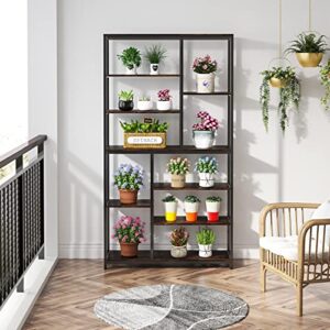 Tribesigns 79 Inches Tall Bookcase with Open Shelves, 9-Tier Industrial Bookshelf, 10 Cubes Etagere Storage Shelves Display Shelf for Home Office, Vintage Brown & Black