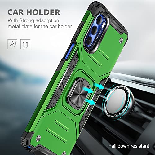 AYMECL for Moto G Stylus 2022 Case, with Nano Explosion-Proof Film [2 Pack], Military Grade Double Shockproof with Kickstand Case for Motorola G Stylus 2022-Green