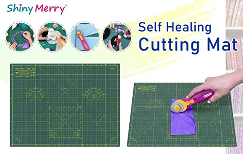 Self Healing Cutting Mat 24" x 36" fabric cutting mat Double Sided 5-Ply Craft Cutting Board for sewing,Crafts,Fabric, Quilting, Scrapbooking Projects, Pink/Purple-Shiny Merry
