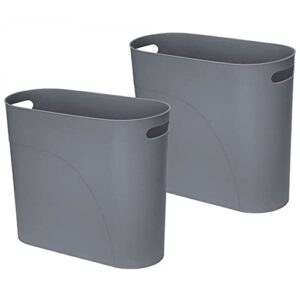 royfacc small trash can plastic bathroom wastebasket 3.2 gallon slim garbage container bin with handle for home kitchen bathroom bedroom office, 2 pack (grey)