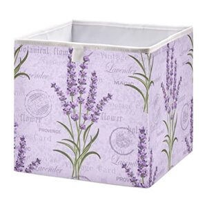 susiyo vintage purple lavender flowers fabric storage bin organizer 11 inch collapsible storage cube for shelf closet