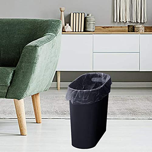 ROYFACC Small Trash Can Plastic Bathroom Wastebasket 3.2 Gallon Slim Garbage Container Bin with Handle for Home Kitchen Bathroom Bedroom Office, 2 Pack (Black)