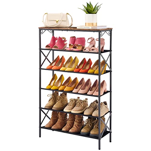 Hoctieon 6-Tier Entryway Shoe Rack,Shoe Rack Organizer,Tall Shoe Shelf, Industrial Shoe Organizer For Entryway,Indoor Shoe Rack, Entryway Shoe Storage Organizer,Large Capacity, for Hallway,Living Room