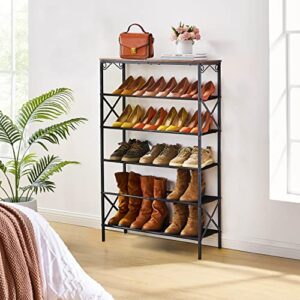 Hoctieon 6-Tier Entryway Shoe Rack,Shoe Rack Organizer,Tall Shoe Shelf, Industrial Shoe Organizer For Entryway,Indoor Shoe Rack, Entryway Shoe Storage Organizer,Large Capacity, for Hallway,Living Room