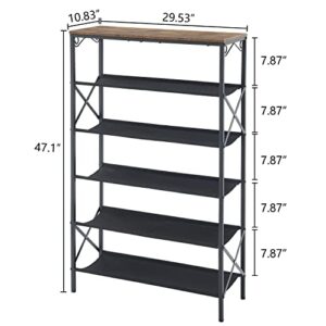 Hoctieon 6-Tier Entryway Shoe Rack,Shoe Rack Organizer,Tall Shoe Shelf, Industrial Shoe Organizer For Entryway,Indoor Shoe Rack, Entryway Shoe Storage Organizer,Large Capacity, for Hallway,Living Room