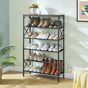 Hoctieon 6-Tier Entryway Shoe Rack,Shoe Rack Organizer,Tall Shoe Shelf, Industrial Shoe Organizer For Entryway,Indoor Shoe Rack, Entryway Shoe Storage Organizer,Large Capacity, for Hallway,Living Room