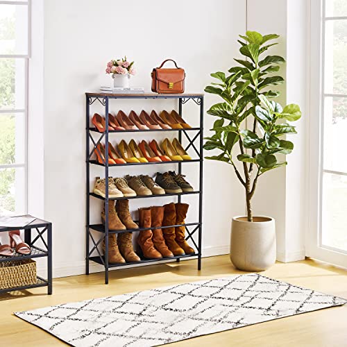 Hoctieon 6-Tier Entryway Shoe Rack,Shoe Rack Organizer,Tall Shoe Shelf, Industrial Shoe Organizer For Entryway,Indoor Shoe Rack, Entryway Shoe Storage Organizer,Large Capacity, for Hallway,Living Room