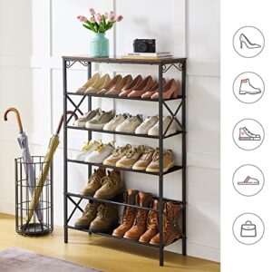 Hoctieon 6-Tier Entryway Shoe Rack,Shoe Rack Organizer,Tall Shoe Shelf, Industrial Shoe Organizer For Entryway,Indoor Shoe Rack, Entryway Shoe Storage Organizer,Large Capacity, for Hallway,Living Room