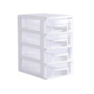 doitool four- layer plastic drawer type closet, portable clear storage drawer organizer multifunction storage rack storage shelf storage box for home office bedroom living room (white)