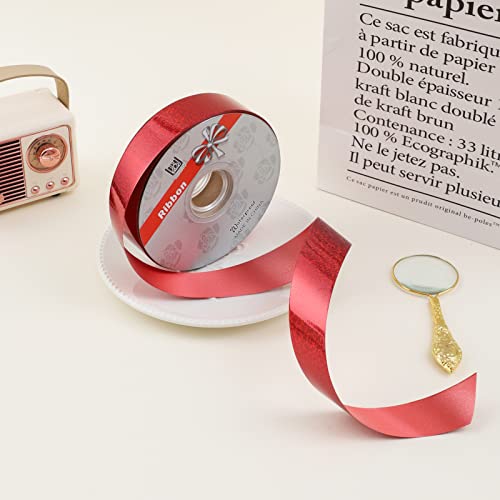 1inch x 100yards Waterproof Ribbon,Red Curling Ribbon for Gifts Package Wrapping,Bows, Crafting, Wedding.