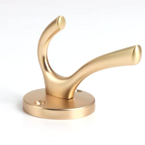 UNIMORE Bathroom Towel Hooks for Wall, Decorative Closet Hooks for Hanging Robe Coats and Hat, Pack of 2, Gold