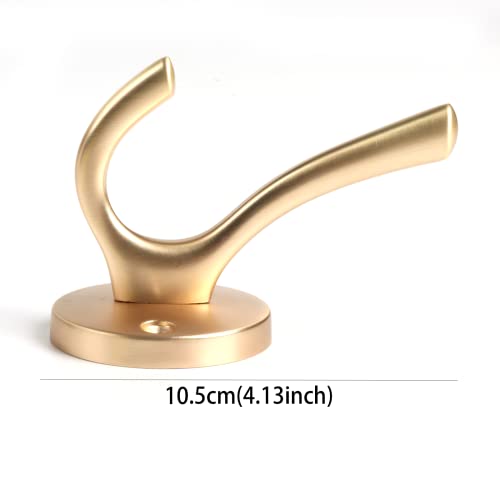 UNIMORE Bathroom Towel Hooks for Wall, Decorative Closet Hooks for Hanging Robe Coats and Hat, Pack of 2, Gold