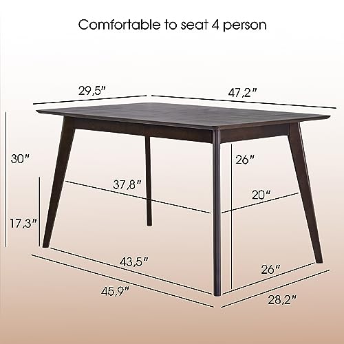 DAIVA CASA Pegasus Rectangular Wooden Dining Table Birch Small Dinner Table Solid Wood Kitchen & Dining Room Tables/Scandinavian Furniture Mid Century Modern Table Dining Room Table 47x30 inch