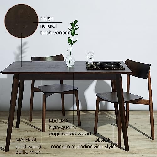 DAIVA CASA Pegasus Rectangular Wooden Dining Table Birch Small Dinner Table Solid Wood Kitchen & Dining Room Tables/Scandinavian Furniture Mid Century Modern Table Dining Room Table 47x30 inch