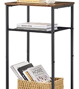 Hoctieon 3 Tier End Table, Telephone Table, Narrow Side Table with Storage, Nightstand for Small Spaces, Metal Frame, For Living Room, Bedroom, Sofa Couch, Hall, Easy Assembly, Rustic Brown