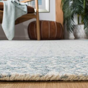 SAFAVIEH Abstract Collection Accent Rug - 2'3" x 4', Blue & Ivory, Handmade Wool, Ideal for High Traffic Areas in Entryway, Living Room, Bedroom (ABT342N)