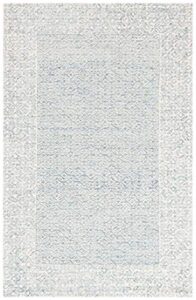safavieh abstract collection accent rug - 2'3" x 4', blue & ivory, handmade wool, ideal for high traffic areas in entryway, living room, bedroom (abt342n)