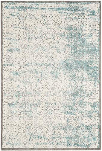 SAFAVIEH Passion Collection Accent Rug - 2'2" x 4', Turquoise & Ivory, Vintage Distressed Design, Non-Shedding & Easy Care, Ideal for High Traffic Areas in Entryway, Living Room, Bedroom (PAS401B)