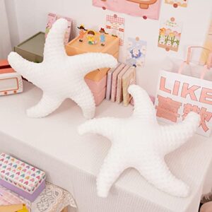 Marble Empire White Starfish Pillow Beach Themed Decorative Throw Pillows Soft Ocean Bedding Coastal Decor for Home Cute Star Shaped Stuffed Animal Plush for Small Couch Bed Bedroom Living Room