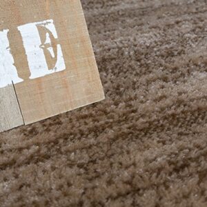 Paco Home Brown Beige Low-Pile Area Rug Modern Border & Semicircle for Living Room, Size: 5'3" x 7'3"