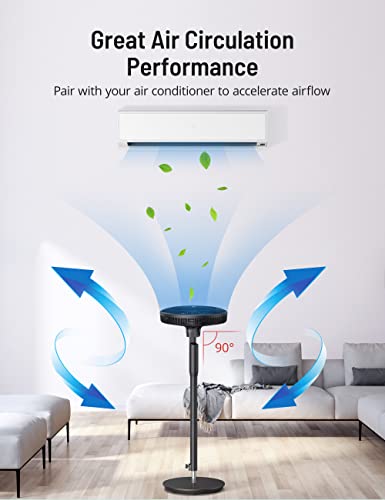 Paris Rhône Fans for Home Bedroom, Quiet Pedestal Floor Fan with Remote, Turbo&12 Speed Levels, 120° Oscillating, DC Motor Fan with 7 Blades, 8H Timer, Sleep Mode, Adjustable Height up to 46.8"