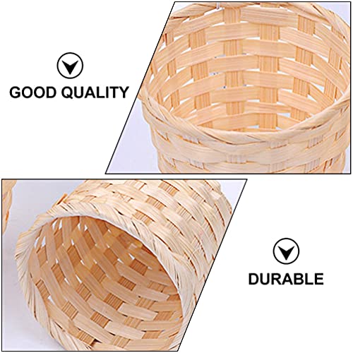 HANABASS 5pcs Desktop Weaving Storage Basket, Small Household Wood Woven Storage Box for Debris Crafts Toys Jewelry Organizer Desk Decoration Desktop Flower Pot Garbage Can