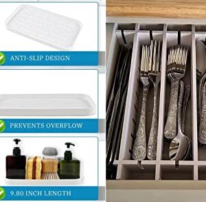 Kitchen Storage Set with 8pcs Deep Drawer Dividers (42cm x 9cm) and 1pc White Silicone Sponge Holder. A Clean Kitchen Gives a Good Mood by HGZYE