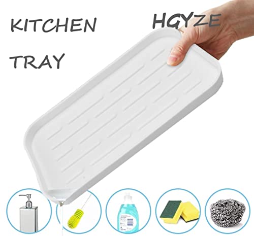 Kitchen Storage Set with 8pcs Deep Drawer Dividers (42cm x 9cm) and 1pc White Silicone Sponge Holder. A Clean Kitchen Gives a Good Mood by HGZYE