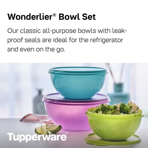 Tupperware Brand Wonderlier Bowl Set - 3 Containers to Prep, Store & Serve Meals + Lids - Dishwasher Safe - BPA Free