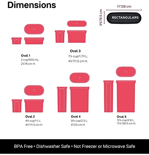 Tupperware Brand Modular Mates Super Oval Container Set - 5 Dry Food Storage Containers with Lids - Airtight, Dishwasher Safe & BPA Free