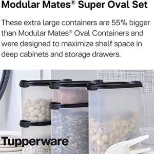 Tupperware Brand Modular Mates Super Oval Container Set - 5 Dry Food Storage Containers with Lids - Airtight, Dishwasher Safe & BPA Free