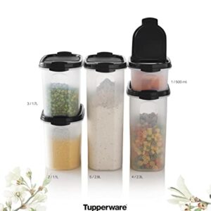 Tupperware Brand Modular Mates Super Oval Container Set - 5 Dry Food Storage Containers with Lids - Airtight, Dishwasher Safe & BPA Free