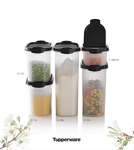 Tupperware Brand Modular Mates Super Oval Container Set - 5 Dry Food Storage Containers with Lids - Airtight, Dishwasher Safe & BPA Free