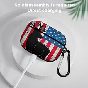 Deer Hunting Animal America Flag Airpods Pro Case Bluetooth Fashion Portable Shockproof and Anti-Scratch Headphone Charging Case Protective Case for Airpods Pro with Keychain Chain Gift Unisex