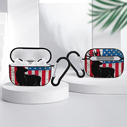 Deer Hunting Animal America Flag Airpods Pro Case Bluetooth Fashion Portable Shockproof and Anti-Scratch Headphone Charging Case Protective Case for Airpods Pro with Keychain Chain Gift Unisex
