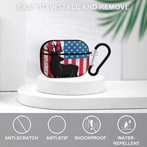 Deer Hunting Animal America Flag Airpods Pro Case Bluetooth Fashion Portable Shockproof and Anti-Scratch Headphone Charging Case Protective Case for Airpods Pro with Keychain Chain Gift Unisex