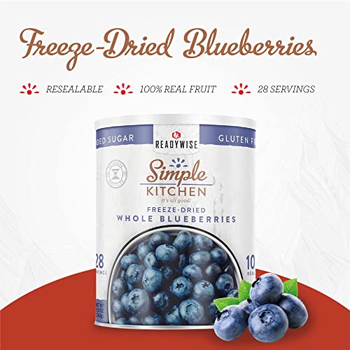 Simple Kitchen Freeze Dried Whole Blueberries - 28 Servings, 10 Can, Emergency Food and Every Day Ingredient