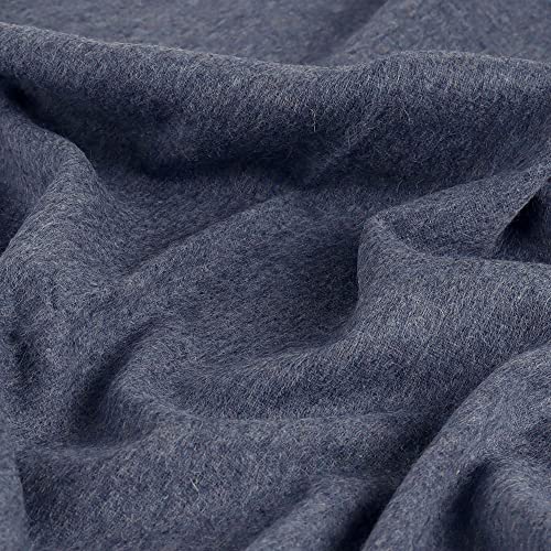 Junin Pride - Alpaca Wool Throw Blanket Woven Soft Warm Solid Color Design Peru 72" x 61" (Denim Blue)