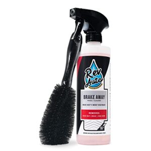 rev auto wheel cleaning kit - 2 item car washing kit includes car wheel cleaner and wheel cleaner brush | wheel and tire cleaner with brush perfect for wheels of all shapes and sizes - car rim cleaner