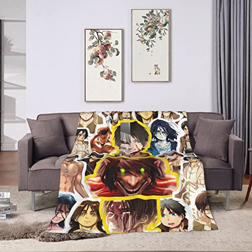 Blanket Eren Yeager Soft and Comfortable Warm Fleece Blanket for Sofa,Office Bed car Camp Couch Cozy Plush Throw Blankets Beach Blankets