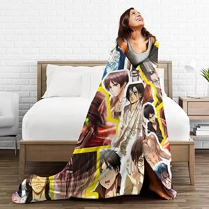 Blanket Eren Yeager Soft and Comfortable Warm Fleece Blanket for Sofa,Office Bed car Camp Couch Cozy Plush Throw Blankets Beach Blankets