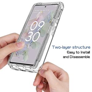 Dzxouui for Google 6A Case with [2 Pack] Screen Protector, Pixel 6A Case, Heavy Duty Shockproof Bumper Full Body Transparent Soft TPU Protection Cover Phone Cases for Google Pixel 6A, Clear