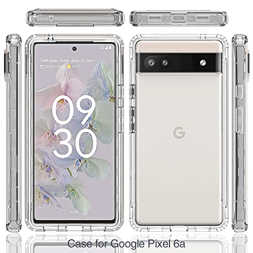 Dzxouui for Google 6A Case with [2 Pack] Screen Protector, Pixel 6A Case, Heavy Duty Shockproof Bumper Full Body Transparent Soft TPU Protection Cover Phone Cases for Google Pixel 6A, Clear